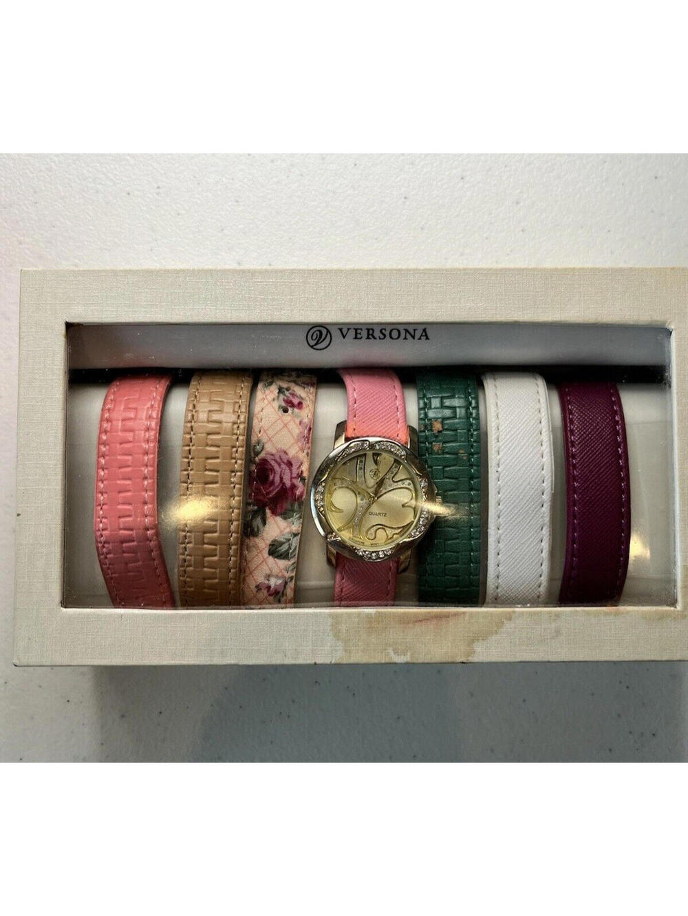 Versona Womens Wrist Watch and 7 each Interchangeable Bands-Working Watch Works